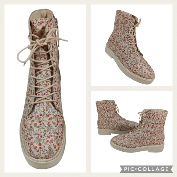S2566 EUC SCHUTZ McKenzie Floral Combat Boots size 8.5B - Picture 1 of 10